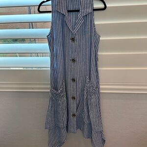 For Cynthia Blue and White Striped Oversized Dress